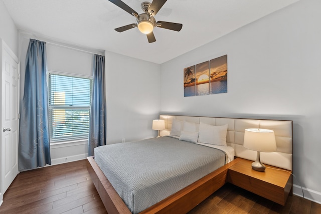 17545 Front Beach Rd Unit 1301, Panama City Beach, FL 32413 - bedroom with wood finished floors, baseboards, and a ceiling fan