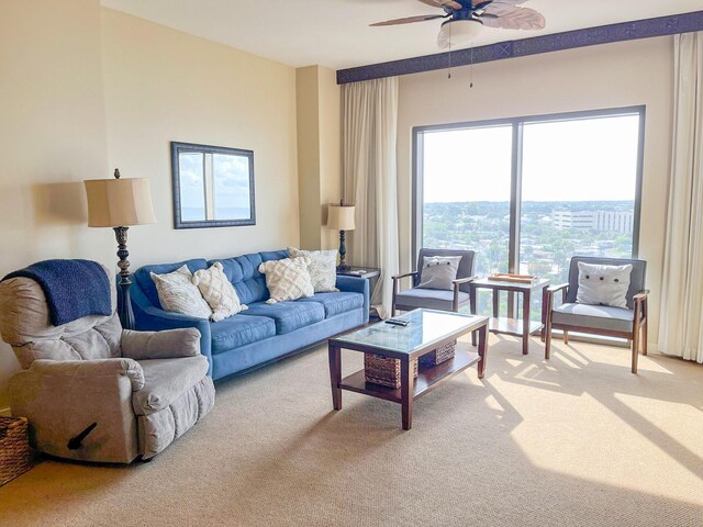15100 Front Beach Rd Unit 831, Panama City Beach, FL 32413 - carpeted living room with a ceiling fan