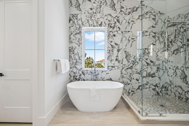 4658 Destiny Way, Destin, FL 32541 - full bathroom with a freestanding tub and a marble finish shower