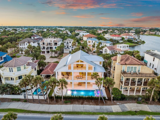 4658 Destiny Way, Destin, FL 32541 - aerial view at dusk of view of pool, a residential view, and a water view