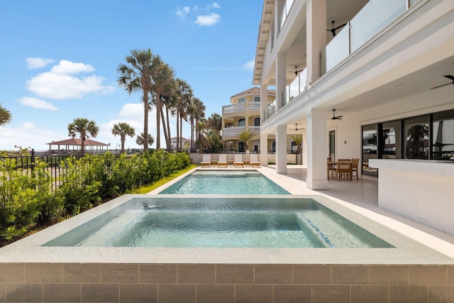 4658 Destiny Way, Destin, FL 32541 - view of pool featuring an in-ground hot tub, a ceiling fan, and a patio area
