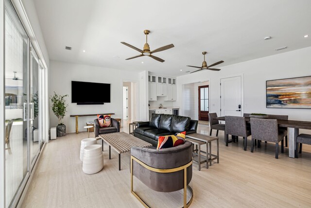 4658 Destiny Way, Destin, FL 32541 - living area featuring ceiling fan, light wood-style floors, and recessed lighting