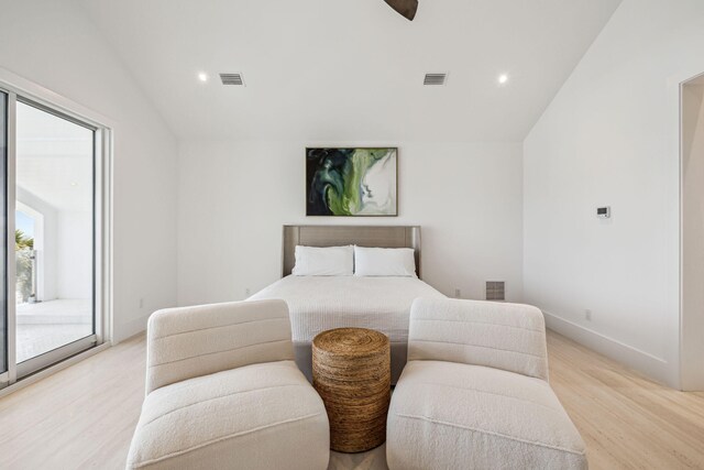 4658 Destiny Way, Destin, FL 32541 - bedroom with lofted ceiling, access to exterior, light wood finished floors, recessed lighting, and baseboards