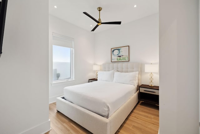 3464 Scenic Highway 98, Destin, FL 32541 - bedroom with light wood-type flooring, recessed lighting, and a ceiling fan