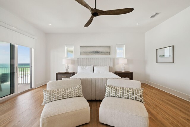 3464 Scenic Highway 98, Destin, FL 32541 - bedroom with access to outside, baseboards, wood finished floors, and recessed lighting
