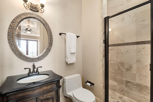 17 Saint Martin Cir, Miramar Beach, FL 32550 - full bath featuring a ceiling fan, a stall shower, toilet, and vanity