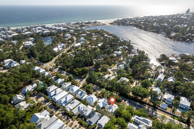 18 Eastern Lake Ct, Santa Rosa Beach, FL 32459 - aerial overview of property's location with a large body of water and nearby suburban area