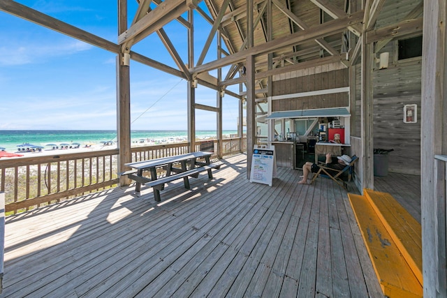 34 Opal Cv, Miramar Beach, FL 32550 - wooden deck with view of water and beach