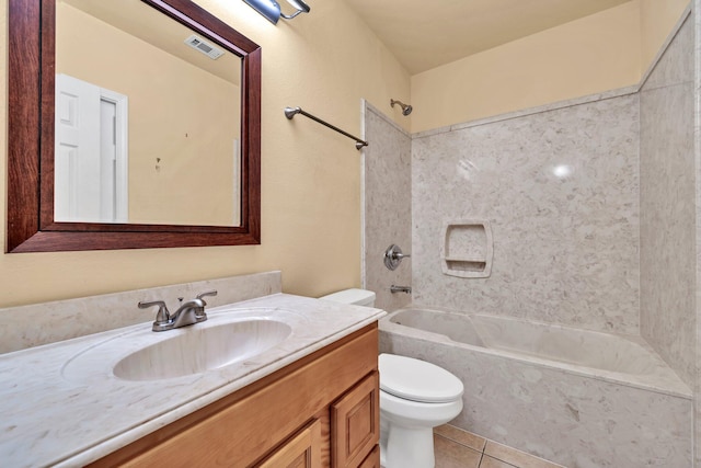 526 Valparaiso Pkwy Unit B, Valparaiso, FL 32580 - full bath with toilet, vanity, shower / bath combination, and tile patterned flooring