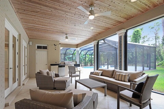 302 Sand Myrtle Trl, Destin, FL 32541 - sunroom / solarium featuring ceiling fan, outdoor lounge area, and healthy amount of natural light