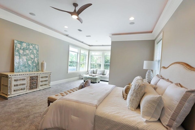 302 Sand Myrtle Trl, Destin, FL 32541 - bedroom featuring carpet, crown molding, recessed lighting, and a ceiling fan