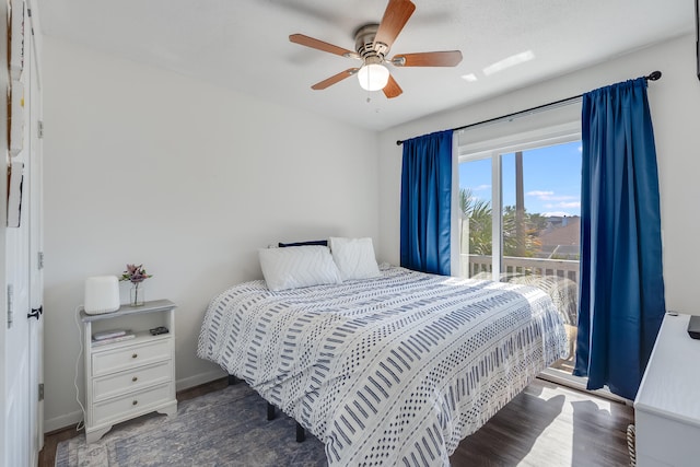 16 Court Dr, Destin, FL 32541 - bedroom with wood finished floors, access to outside, a ceiling fan, and baseboards