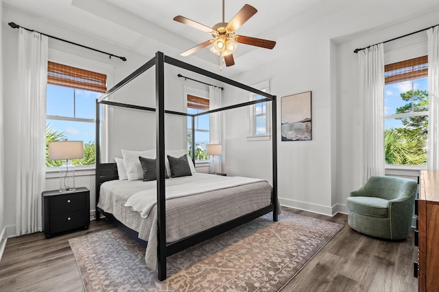 11 E Pine Lands Loop Unit A, Inlet Beach, FL 32461 - bedroom featuring wood finished floors, a ceiling fan, and baseboards