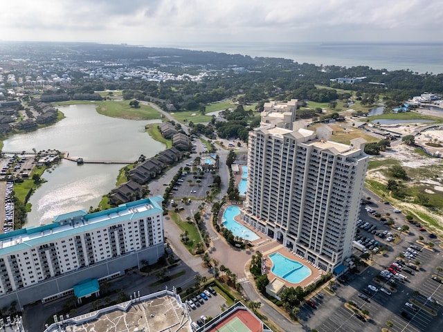 112 Seascape Dr Unit 1807, Miramar Beach, FL 32550 - drone / aerial view of a large body of water and a pool area