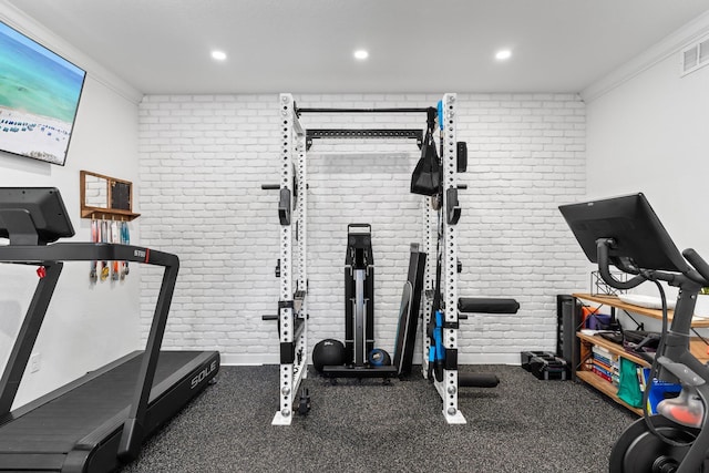 3695 Scenic Highway 98 Unit 1002, Destin, FL 32541 - exercise area with brick wall, recessed lighting, and baseboards