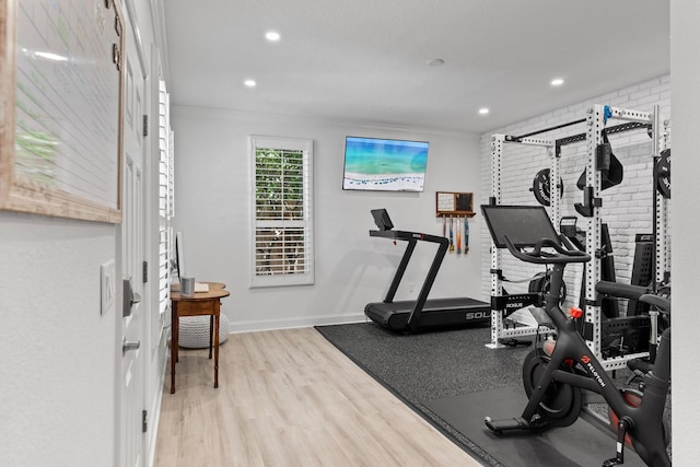 3695 Scenic Highway 98 Unit 1002, Destin, FL 32541 - workout room with light wood-style floors, recessed lighting, and baseboards