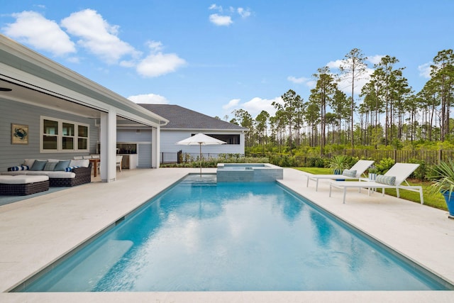 282 W Lafayette Rd, Inlet Beach, FL 32461 - view of pool with a patio area, an outdoor living space, and a pool with connected hot tub