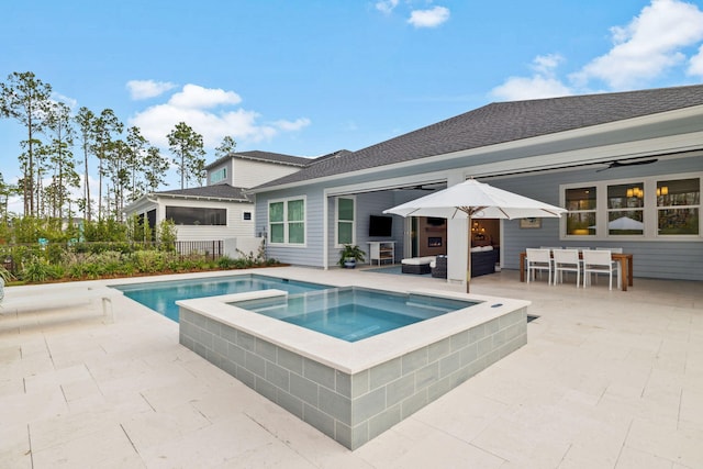 282 W Lafayette Rd, Inlet Beach, FL 32461 - view of swimming pool with a patio area and a pool with connected hot tub