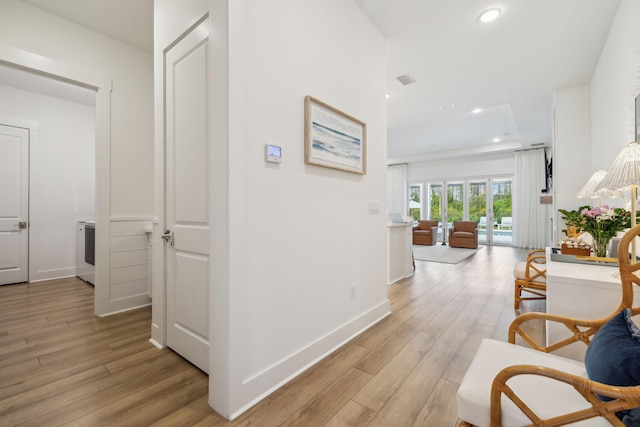 282 W Lafayette Rd, Inlet Beach, FL 32461 - hallway with light wood-style flooring and recessed lighting