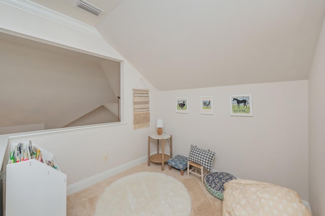 4467 Turnberry Pl, Niceville, FL 32578 - living area featuring lofted ceiling, carpet flooring, and baseboards