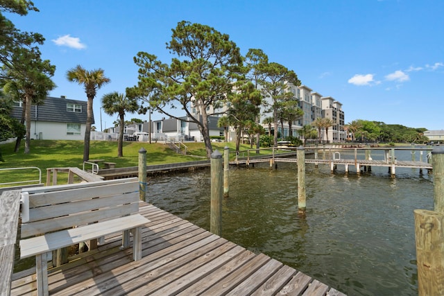 4 SW Miracle Strip Pkwy Unit 23, Fort Walton Beach, FL 32548 - dock area with a residential view, a water view, and a yard
