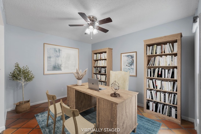 4 SW Miracle Strip Pkwy Unit 23, Fort Walton Beach, FL 32548 - tiled office space featuring a ceiling fan, baseboards, and a textured ceiling