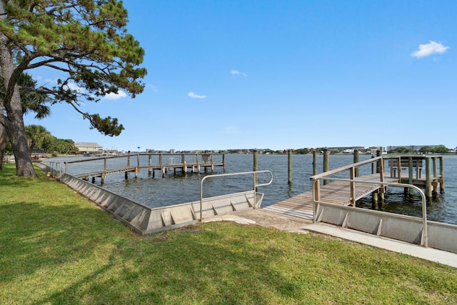 4 SW Miracle Strip Pkwy Unit 23, Fort Walton Beach, FL 32548 - dock featuring a yard and a water view