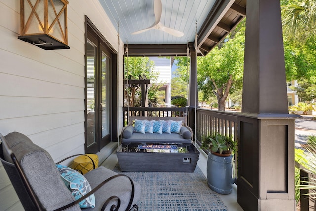 300 Cassine Garden Cir, Santa Rosa Beach, FL 32459 - covered porch featuring ceiling fan