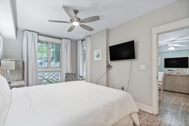 9200 Baytowne Wharf Blvd Unit 341, Miramar Beach, FL 32550 - bedroom featuring wood finished floors, baseboards, and ceiling fan