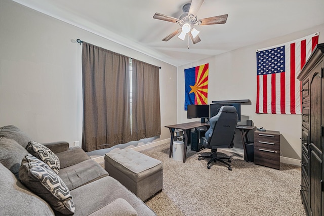 801 Playground Rd, Fort Walton Beach, FL 32547 - office area with carpet floors, a ceiling fan, and baseboards