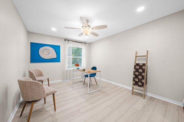 112 Meigs Dr, Shalimar, FL 32579 - office space featuring light wood finished floors, ceiling fan, baseboards, and recessed lighting