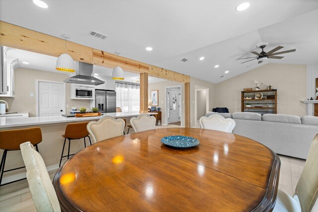 112 Meigs Dr, Shalimar, FL 32579 - dining room with recessed lighting, lofted ceiling, and ceiling fan