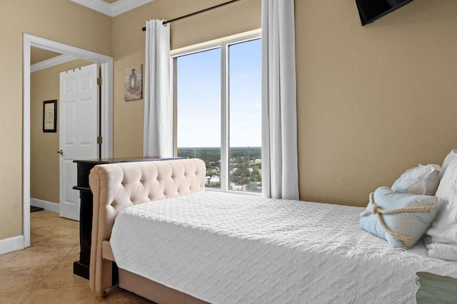 16819 Front Beach Rd Unit 2300, Panama City Beach, FL 32413 - bedroom with ornamental molding, light tile patterned floors, and baseboards