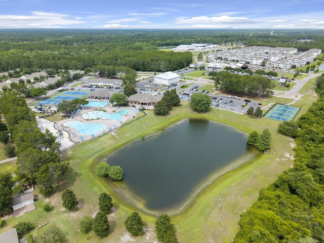 170 Windchime Way, Freeport, FL 32439 - view of property location featuring a large body of water, a pool, and a heavily wooded area