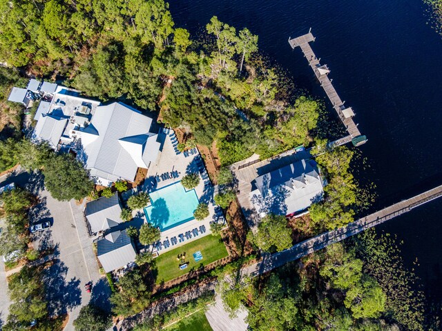 667 E Royal Fern Way, Santa Rosa Beach, FL 32459 - aerial overview of property's location featuring a pool area and a nearby body of water