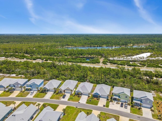 718 Backwater Rd, Port St Joe, FL 32456 - aerial view of residential area with a heavily wooded area and a large body of water