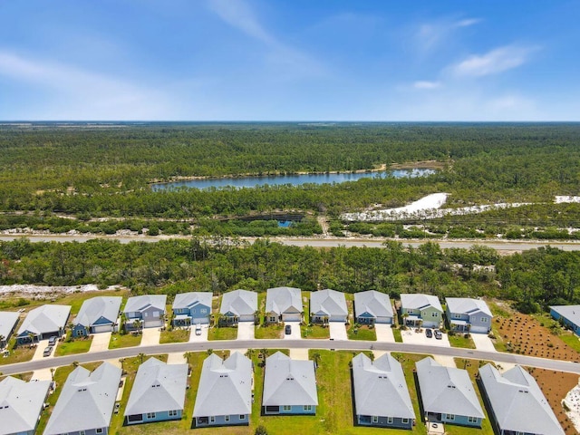 718 Backwater Rd, Port St Joe, FL 32456 - aerial perspective of suburban area with a heavily wooded area and a nearby body of water
