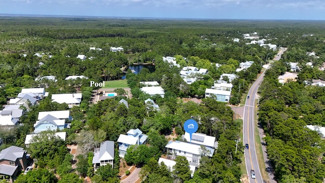 51 W Okeechobee, Santa Rosa Beach, FL 32459 - aerial perspective of suburban area with a heavily wooded area