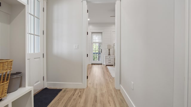 51 W Okeechobee, Santa Rosa Beach, FL 32459 - corridor with light wood-style floors and baseboards