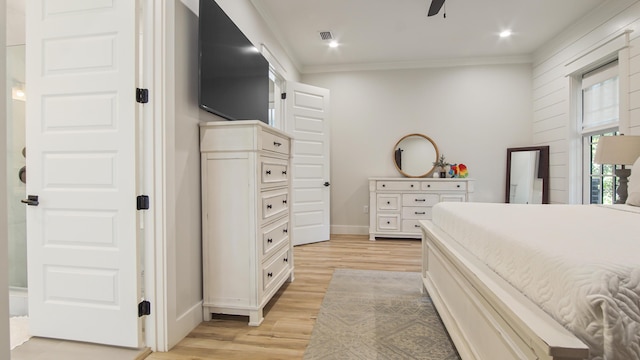 51 W Okeechobee, Santa Rosa Beach, FL 32459 - bedroom featuring crown molding, light wood-style floors, and baseboards