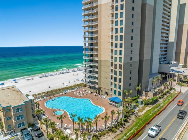 16819 Front Beach Rd Unit 2116, Panama City Beach, FL 32413 - bird's eye view of unending shoreline, a pool, and apartment complex