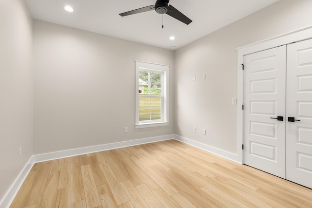 335 J Hunters Way S, Freeport, FL 32439 - empty room with ceiling fan, light wood-style flooring, recessed lighting, and baseboards