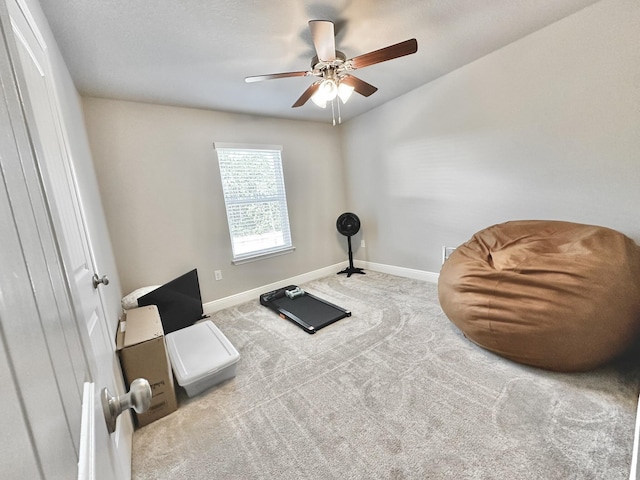 74 Tranquility Ln, Santa Rosa Beach, FL 32459 - workout room with carpet flooring and a ceiling fan