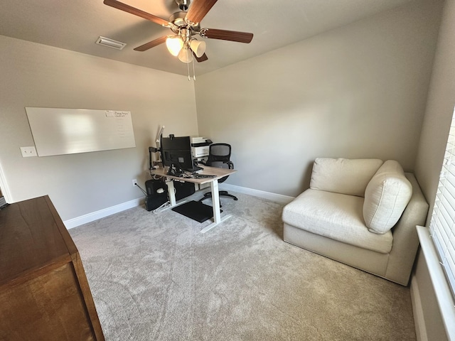 74 Tranquility Ln, Santa Rosa Beach, FL 32459 - carpeted home office with ceiling fan and baseboards