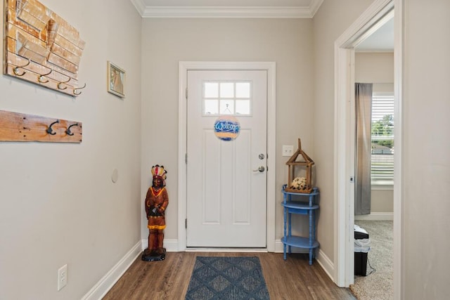 809 Whispering Creek Ave, Freeport, FL 32439 - foyer entrance with plenty of natural light, wood finished floors, baseboards, and crown molding