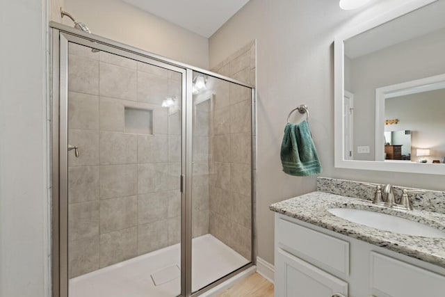 809 Whispering Creek Ave, Freeport, FL 32439 - full bathroom featuring a stall shower and vanity