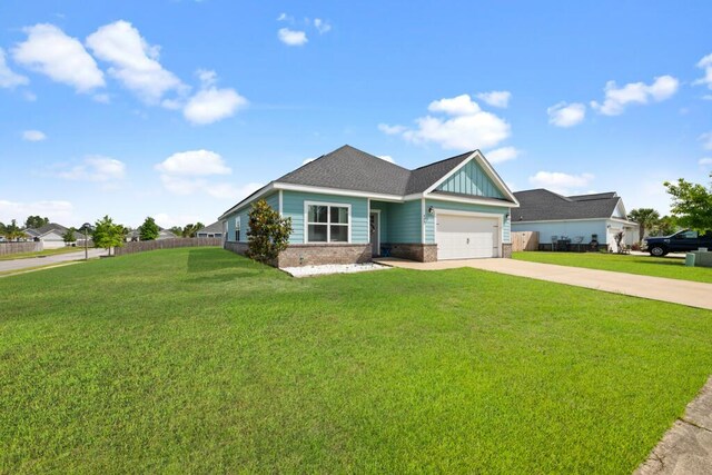 809 Whispering Creek Ave, Freeport, FL 32439 - craftsman-style house with concrete driveway, brick siding, a garage, board and batten siding, and a shingled roof