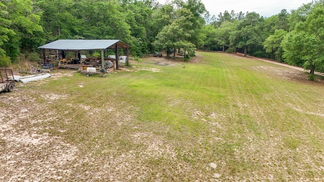 841 N 1st St, Defuniak Springs, FL 32433 - view of grassy yard with a detached carport and a wooded view