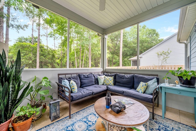 53 Concert Ct, Freeport, FL 32439 - sunroom / solarium featuring an outdoor living space, healthy amount of natural light, and a ceiling fan