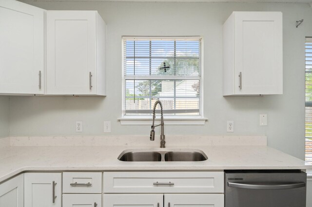 2129 Hillary Ln, Navarre, FL 32566 - kitchen with dishwasher, a sink, and white cabinets